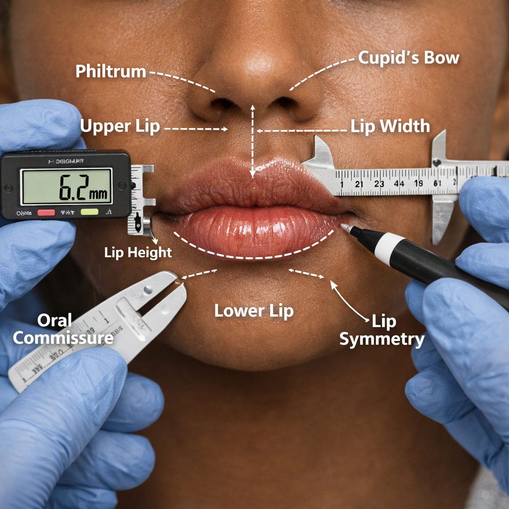 Tenol_Lip_Assessment_Quiz displaying a healthy set of lips and a professional assessing the lips
